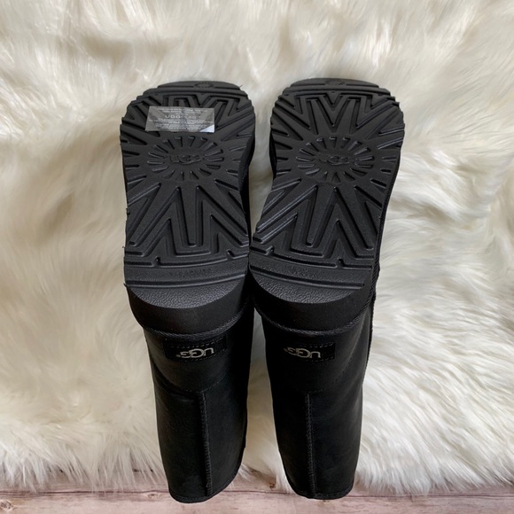 UGG Classic Short Black Leather Boots - Picture 6 of 8